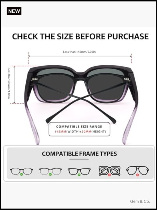 Fit Over Glasses Sunglasses for Women, Oversized Polarized UV400 2 Pack main image 5